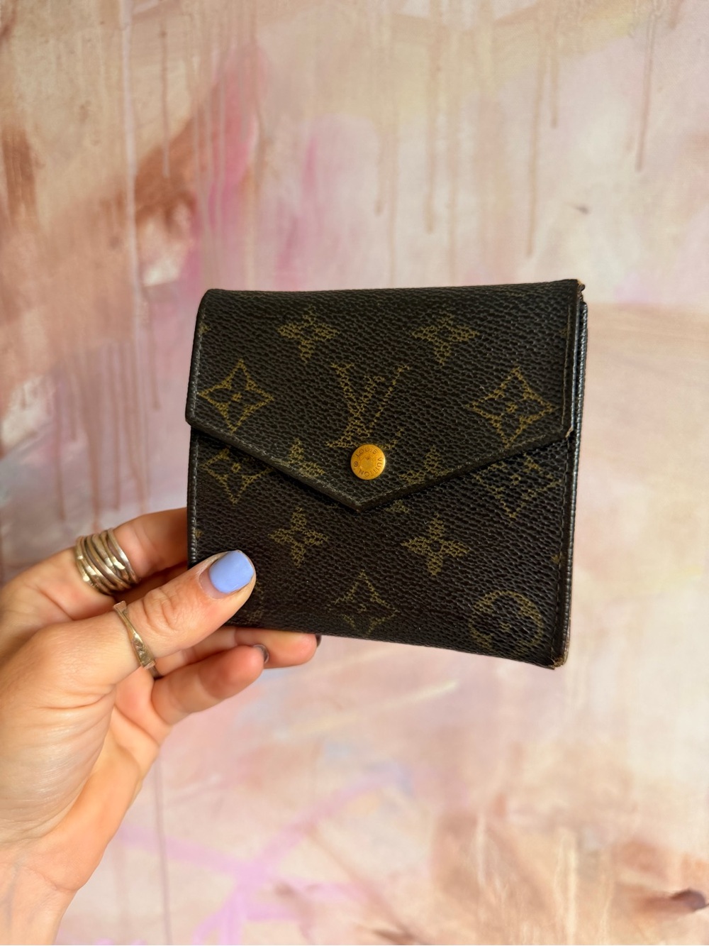 Louis Vuitton Monogram Envelope Wallet with Gold Button